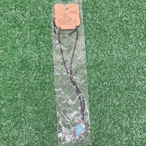 Justin Boots Tear Drop Turquoise Suede Necklace 24” with 2.5” extender